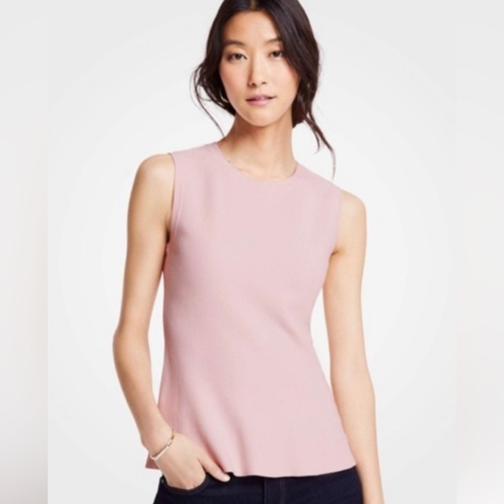 ANN TAYLOR - PEPLUM KNIT SLEEVELESS SWEATER TOP BLOUSE TANK